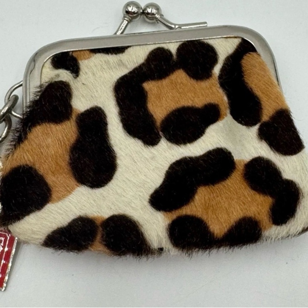 RARE Coach Ocelot Calf Hair Kisslock Coin Purse Keychain - Picture 4 of 7